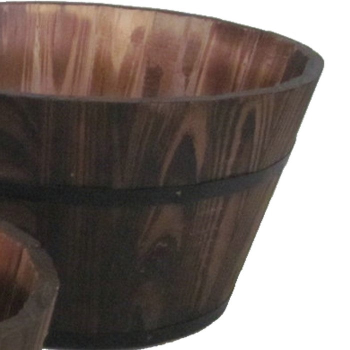 Traditional Round Shape Wooden Planters with Narrow Bottom, Set of 3, Brown