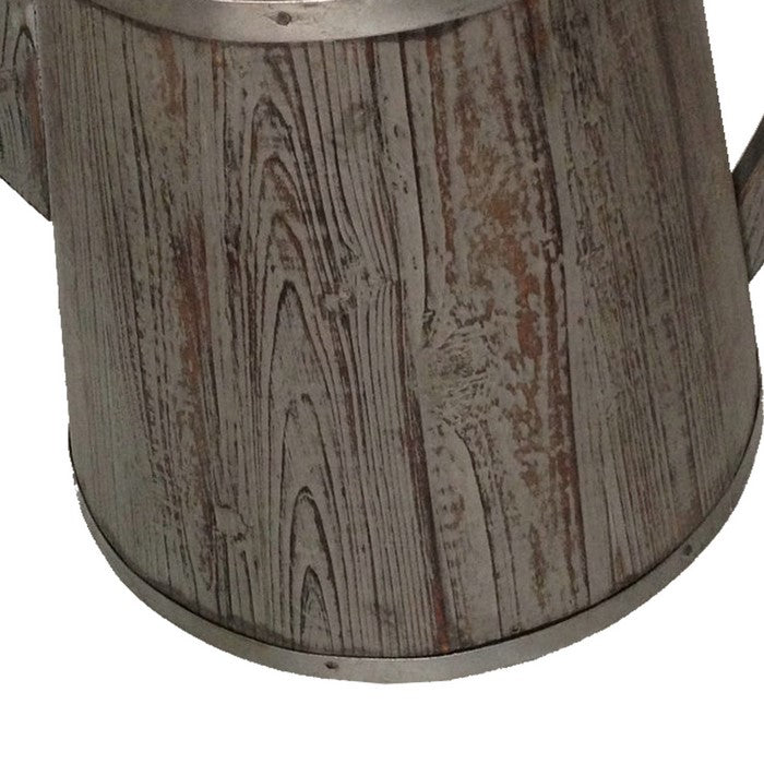 Traditional Wooden Deep Round Kettle Shaped Garden Pot, Gray