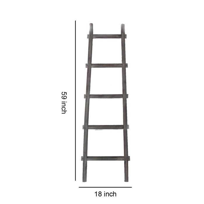 Transitional Style Wooden Decor Ladder with 5 Steps, Gray