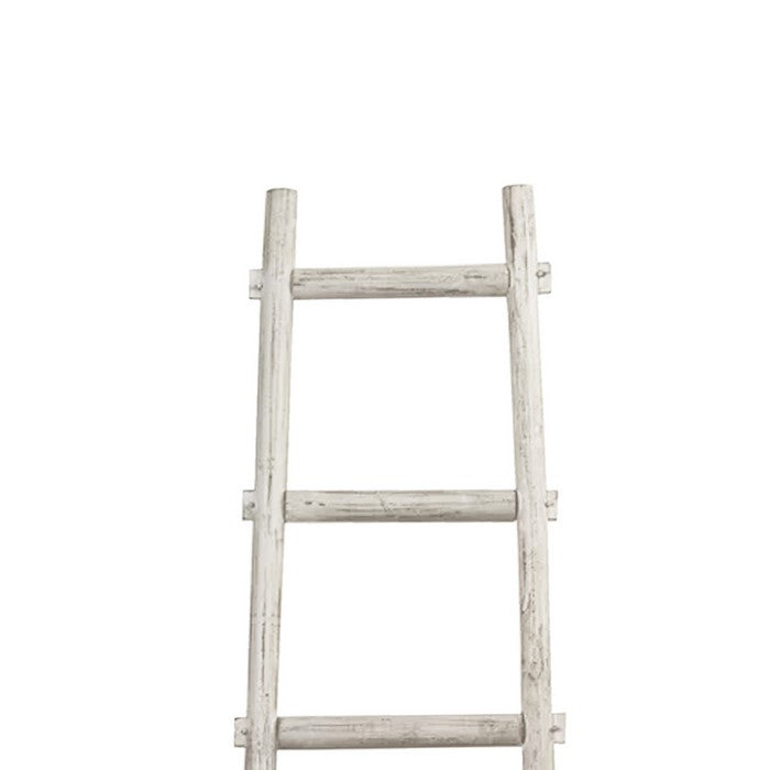 Transitional Style Wooden Decor Ladder with 5 Steps, White