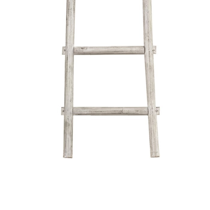 Transitional Style Wooden Decor Ladder with 5 Steps, White