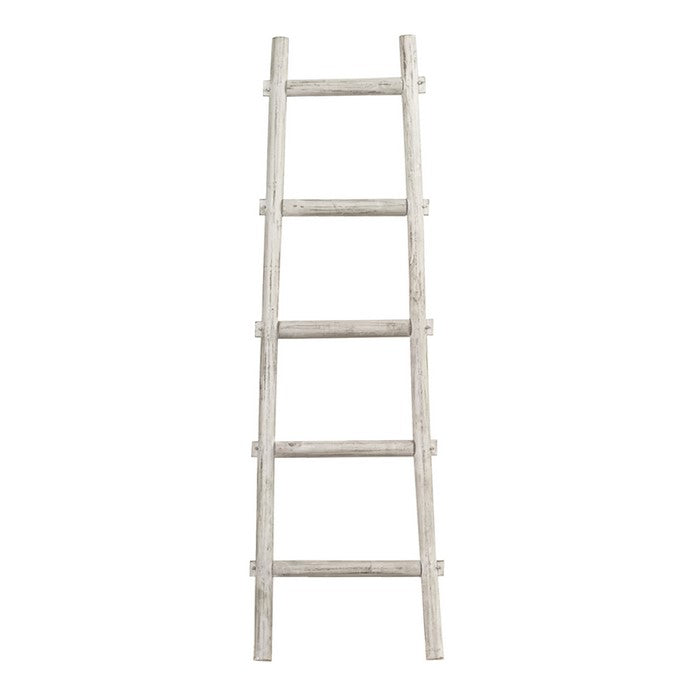 Transitional Style Wooden Decor Ladder with 5 Steps, White