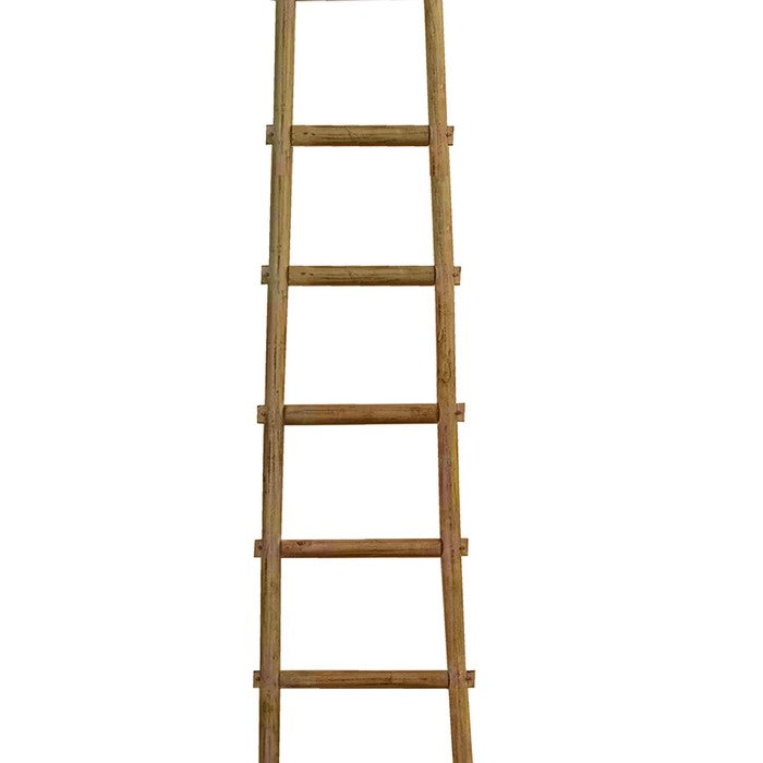 Transitional Style Wooden Decor Ladder with 6 Steps, Brown