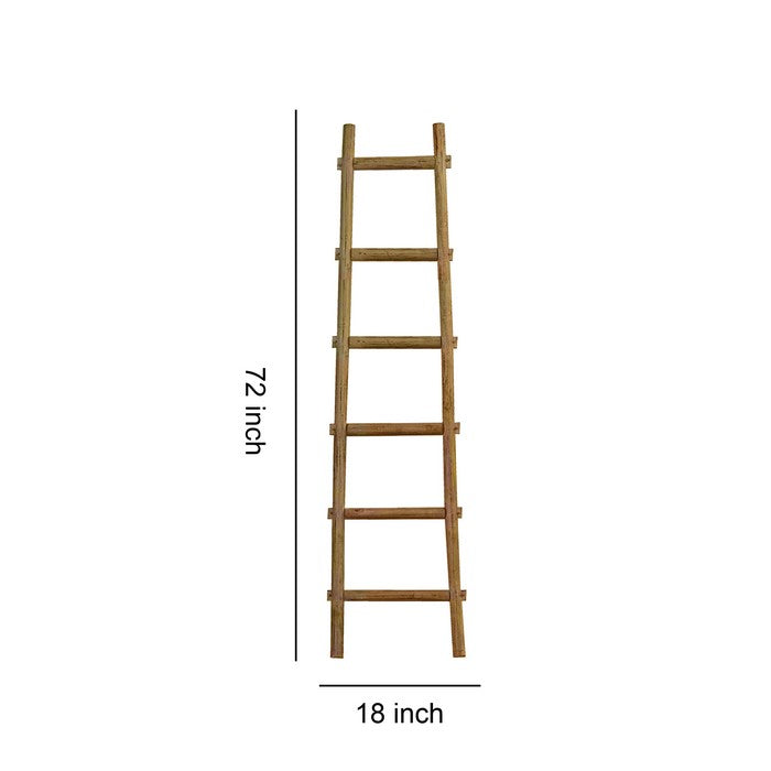 Transitional Style Wooden Decor Ladder with 6 Steps, Brown