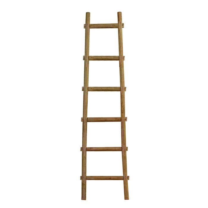 Transitional Style Wooden Decor Ladder with 6 Steps, Brown