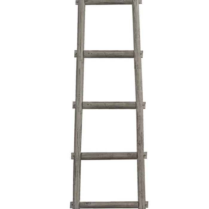 Transitional Style Wooden Decor Ladder with 6 Steps, Gray