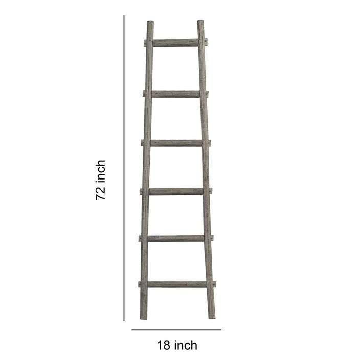 Transitional Style Wooden Decor Ladder with 6 Steps, Gray