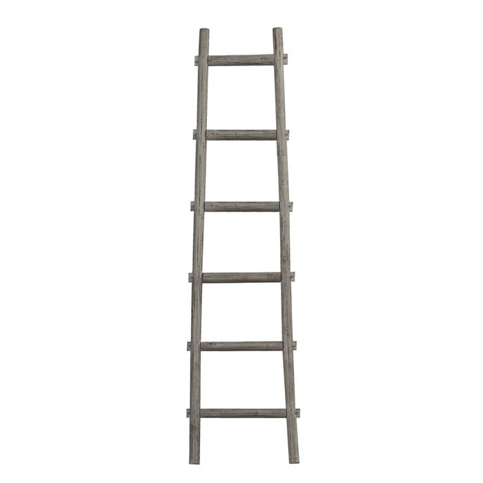 Transitional Style Wooden Decor Ladder with 6 Steps, Gray
