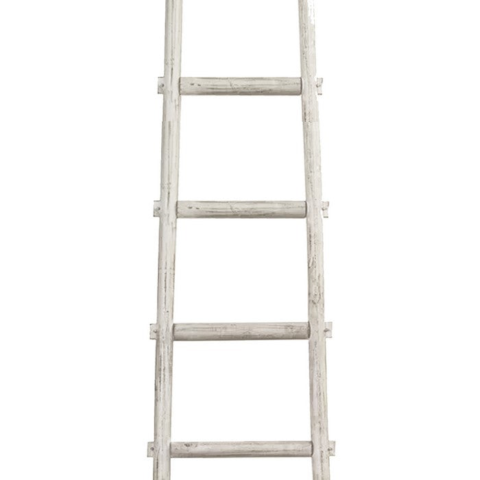 Transitional Style Wooden Decor Ladder with 6 Steps, White