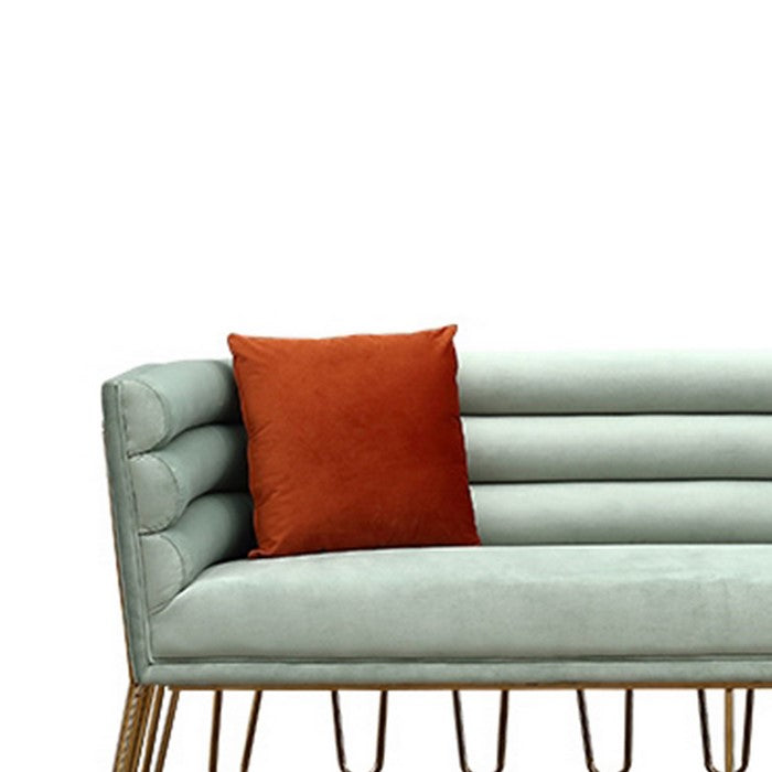 Fabric Upholstered Sofa with Horizontal Deep Tufted Backrest, Green