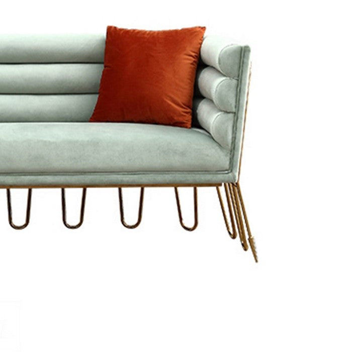 Fabric Upholstered Sofa with Horizontal Deep Tufted Backrest, Green