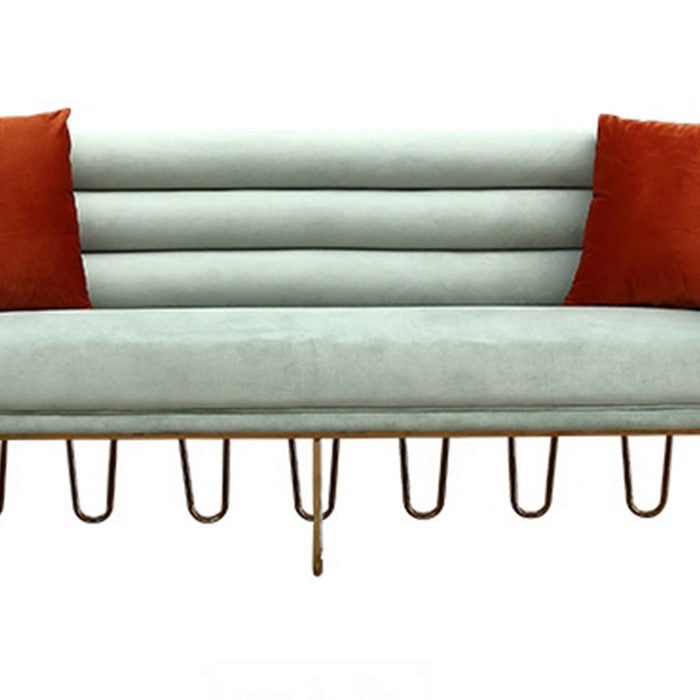 Fabric Upholstered Sofa with Horizontal Deep Tufted Backrest, Green