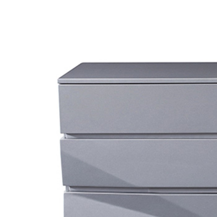 Wooden Dresser with 6 Drawers and V Shaped Metal Legs, Gray