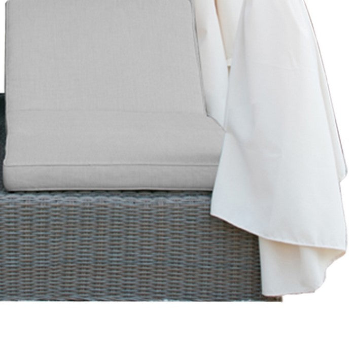 Rattan Wicker Outdoor Bed with Dual Adjustable Sides and Curtain, Beige