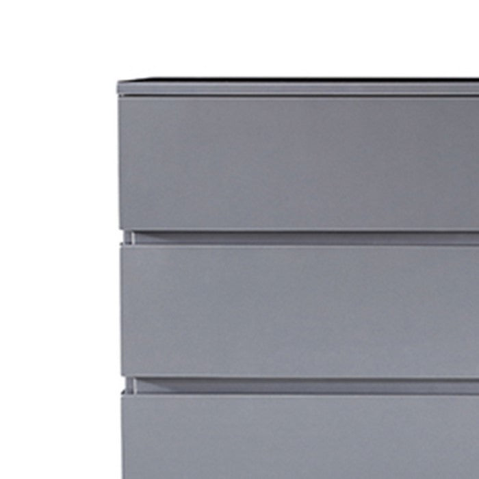 Wooden Chest with 5 Drawers and V Shaped Metal Legs, Gray