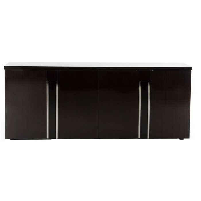 Wooden Buffet with 4 Cabinets and 4 Shelves, Dark Brown