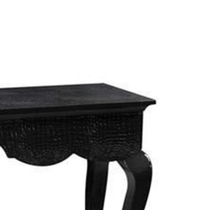 Wooden Accent Table with Rectangular Top and Sabre Legs, Black