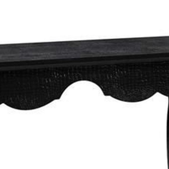 Wooden Accent Table with Rectangular Top and Sabre Legs, Black