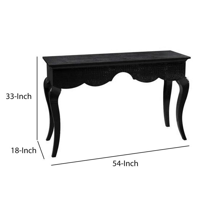 Wooden Accent Table with Rectangular Top and Sabre Legs, Black