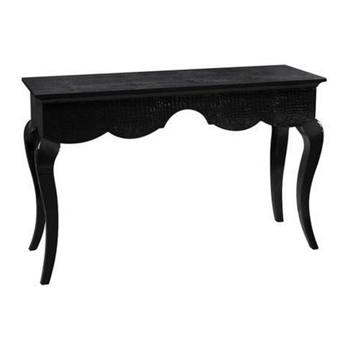 Wooden Accent Table with Rectangular Top and Sabre Legs, Black