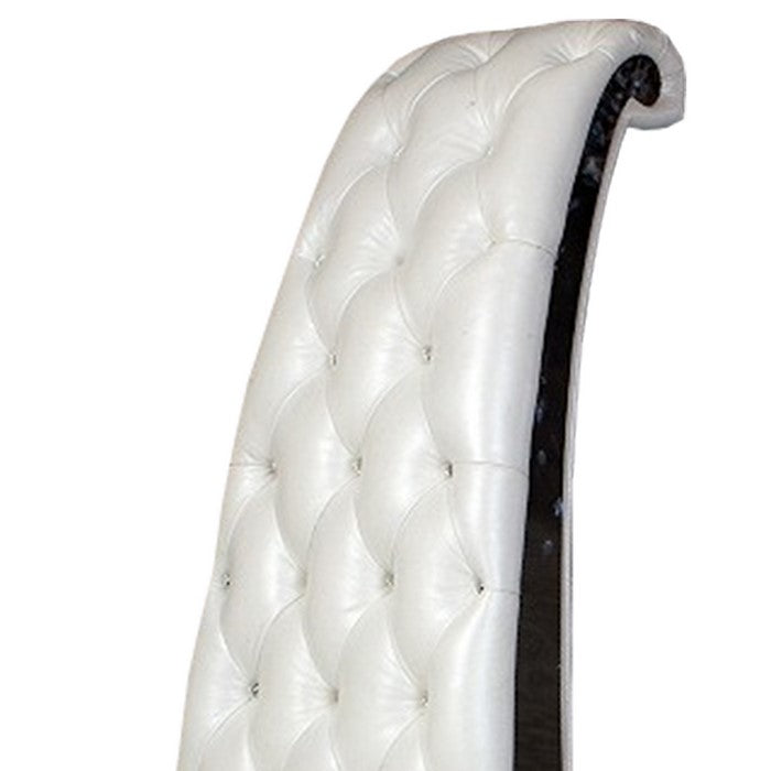 Faux Leather Lounge Chair with Long Crystal Tufted Backrest,White