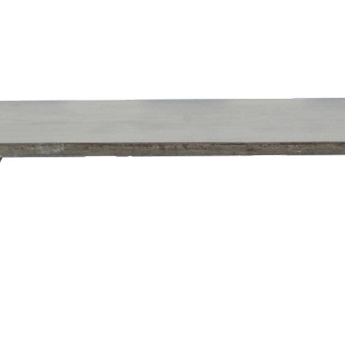Concrete Top Dining Table with Angled Y Shaped Wooden Legs, Brown and Gray
