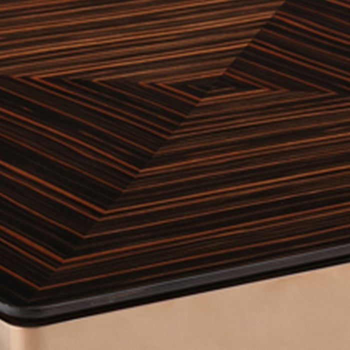 Square Wooden Top Coffee Table with Metal Frame, Brown and Rose Gold
