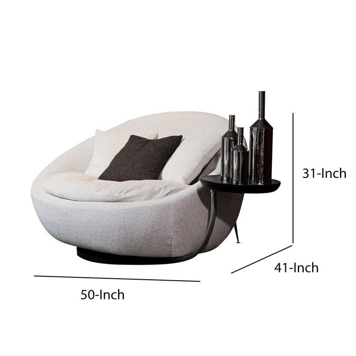 Fabric Upholstered Lounge Chair with Movable Tray, Gray