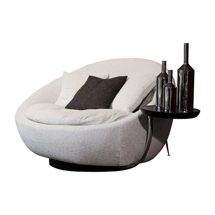 Fabric Upholstered Lounge Chair with Movable Tray, Gray
