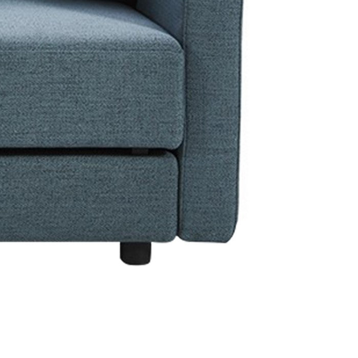 Fabric Upholstered Sofa Bed with Storage and Metal Legs, Blue