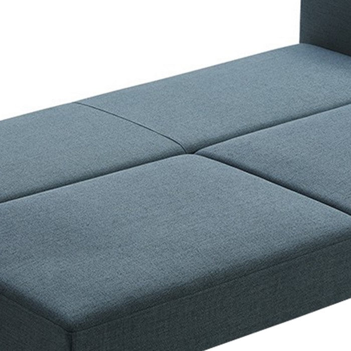 Fabric Upholstered Sofa Bed with Storage and Metal Legs, Blue