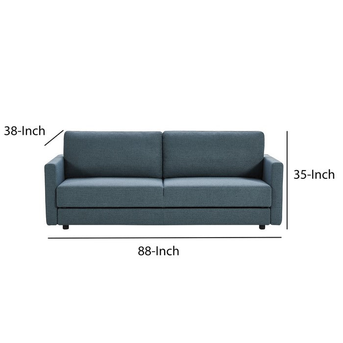 Fabric Upholstered Sofa Bed with Storage and Metal Legs, Blue