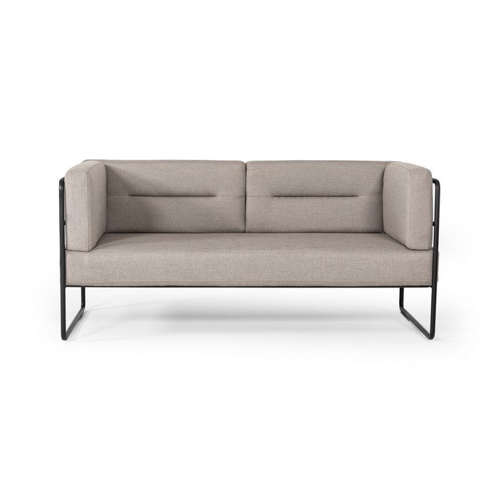 Fabric Upholstered Loveseat with Tufted Back and Metal Sled Base, Gray