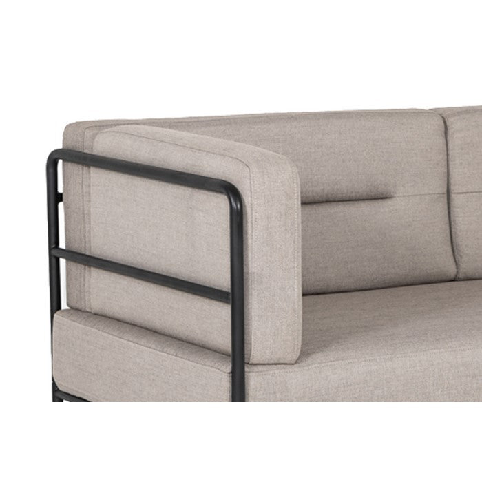 Fabric Upholstered Loveseat with Tufted Back and Metal Sled Base, Gray