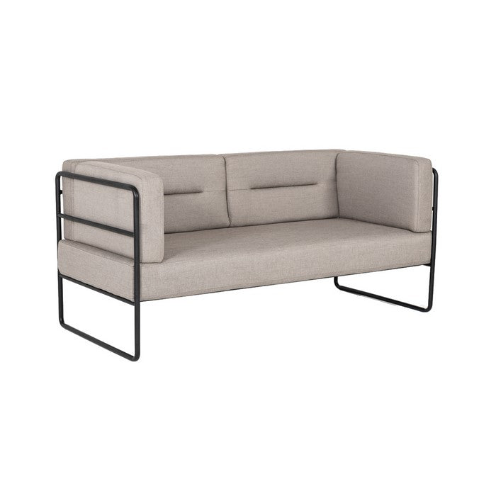 Fabric Upholstered Loveseat with Tufted Back and Metal Sled Base, Gray