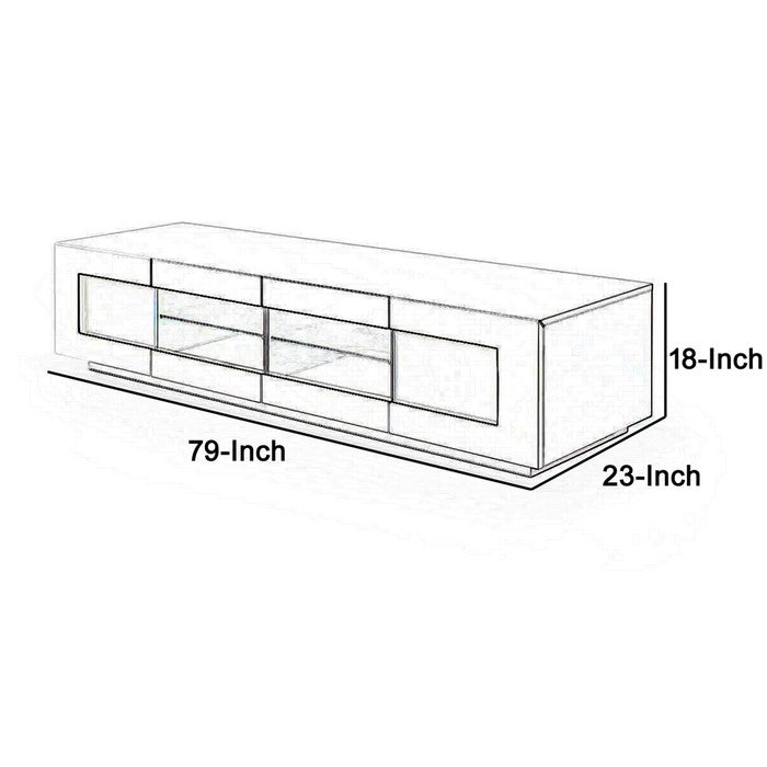 Wooden TV Stand with 2 Pull Down Doors and 2 Pull Out Drawers, White