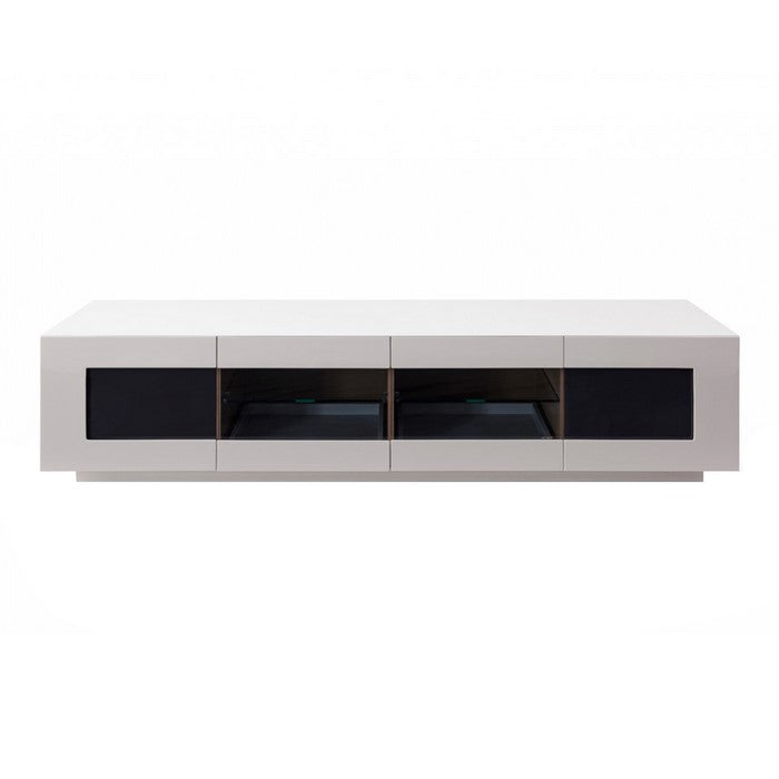 Wooden TV Stand with 2 Pull Down Doors and 2 Pull Out Drawers, Gray