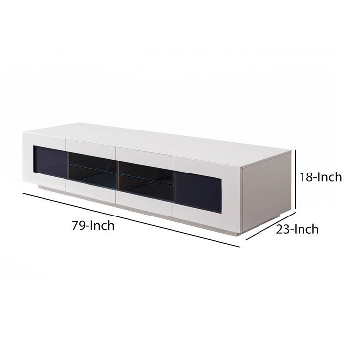 Wooden TV Stand with 2 Pull Down Doors and 2 Pull Out Drawers, Gray