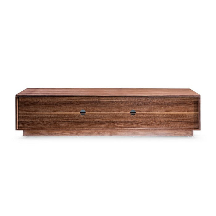 Wooden TV Stand with 2 Pull Down Doors and 2 Pull Out Drawers, Brown