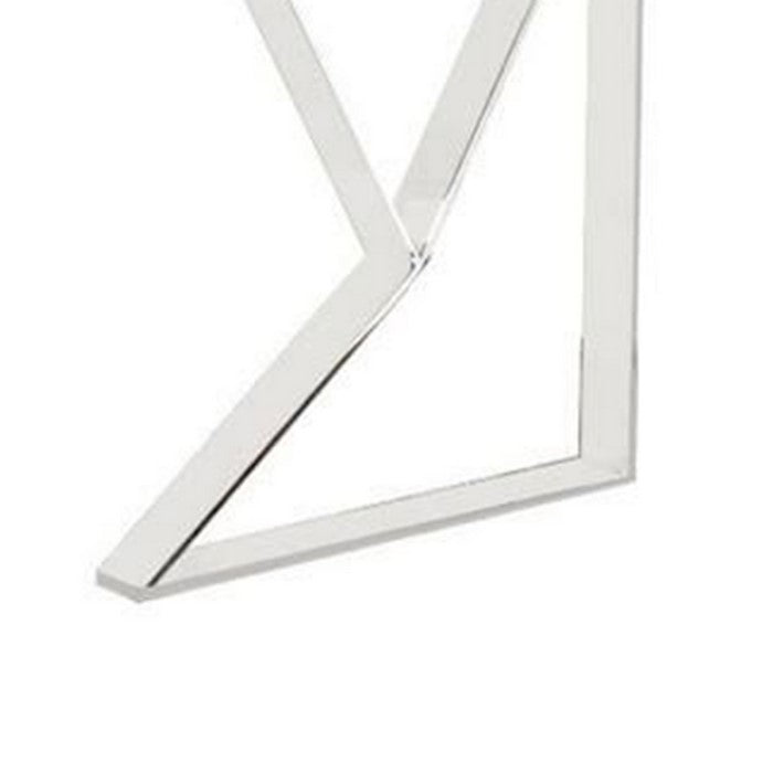 Wooden Frame Office Desk with 2 Drawers and Arrow Shape Metal Legs, Brown