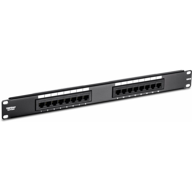 TRENDnet 16-Port Cat6 Unshielded Wallmount or Rackmount Patch Panel, Compatible with Cat 3/4/5/5e/6 Cabling, TC-P16C6