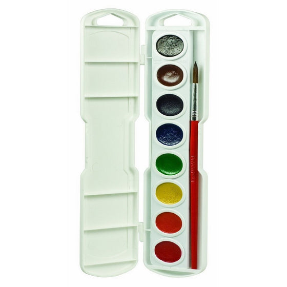 Prang Oval Pan Watercolor Set, 8 Classic Colors with Brush, Assorted Colors (00800)