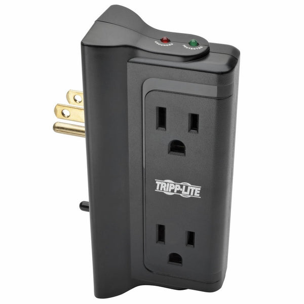 Tripp Lite 4 Side Mounted Outlet Surge Protector Power Strip, Direct Plug In, Black, $25,000 INSURANCE (TLP4BK)