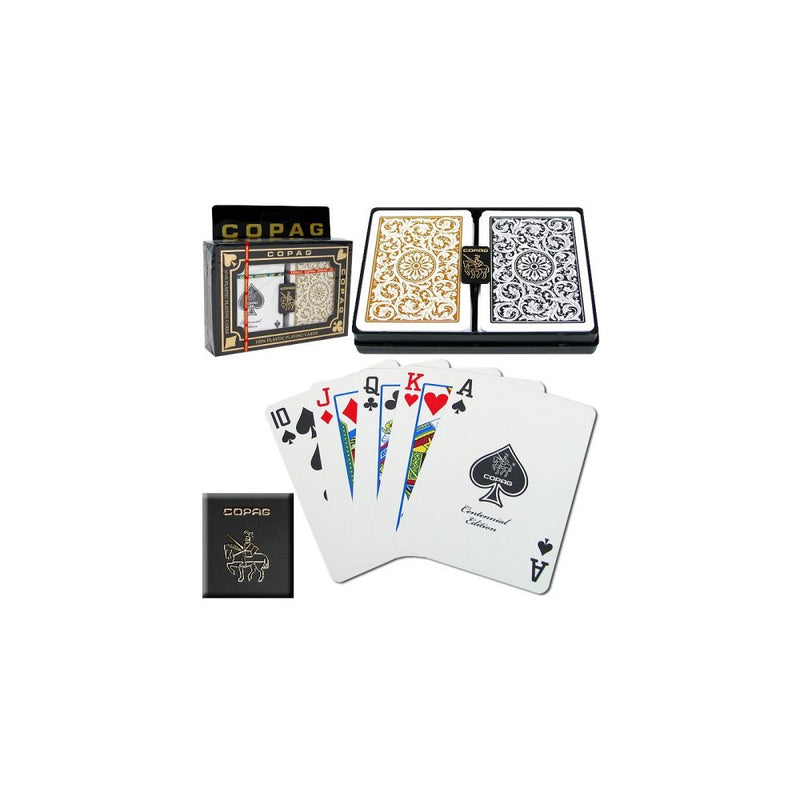 Copag Poker Size Regular Index 1546 Playing Cards 2 decks (Black Gold Setup)