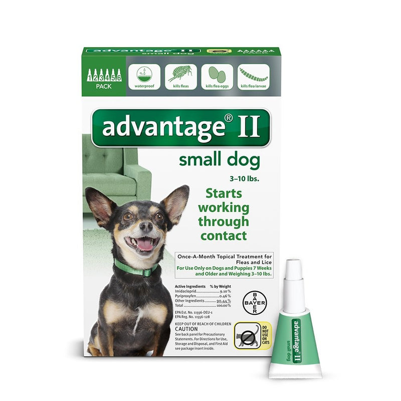 Bayer Advantage II Flea and Lice Treatment for Small Dogs, 3 - 10 lb, 6 doses