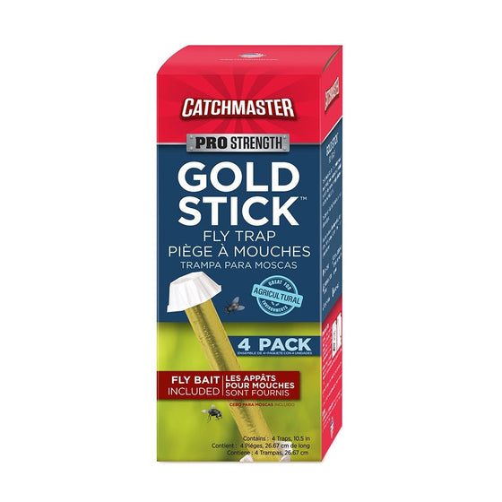 Catchmaster 912R4 10-1/2-Inch Mini Gold Stick Fly and Wasp Catcher with Multi-Bait Attractant, 4-Pack