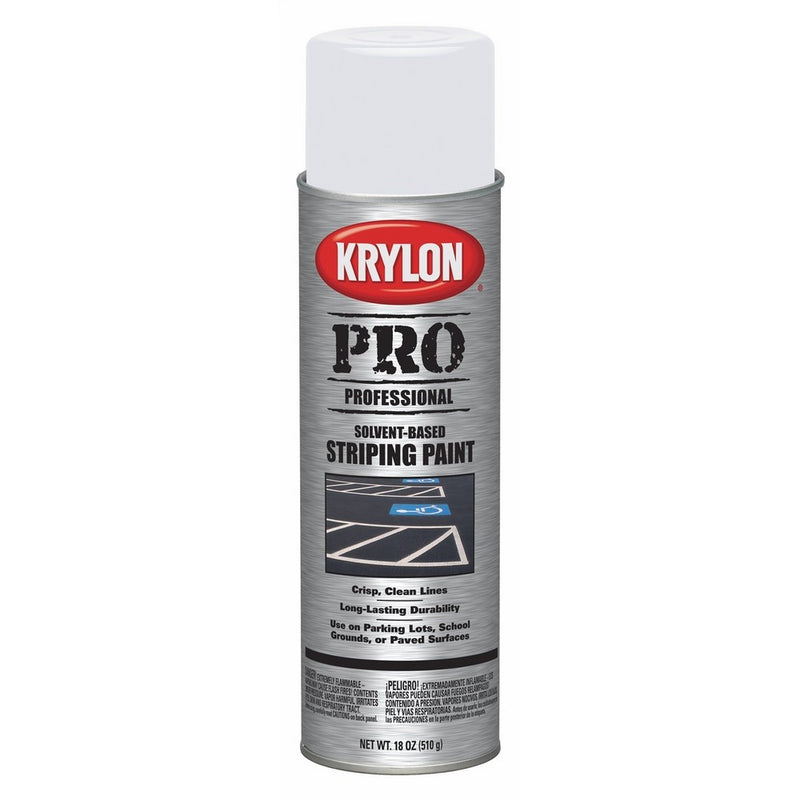 Krylon K05910007 Solvent-Based Professional Striping Paint, Highway White, 18 Ounce