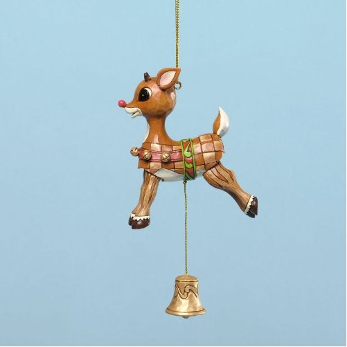 Jim Shore for Enesco Rudolph Traditions Vintage Pull String Ornament, 4.33-Inch