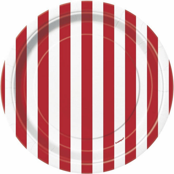 Red Striped Paper Cake Plates, 8ct