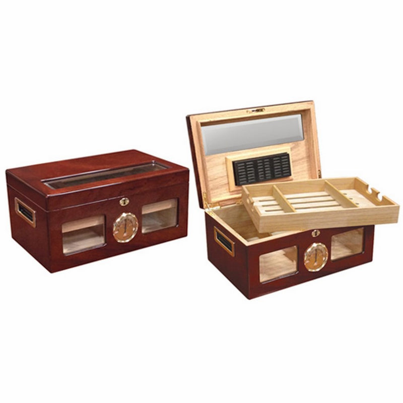 Prestige Import Group Valencia Glass Top Cigar Humidor - Capacity: 120 Cigars - Finish: High Lacquer